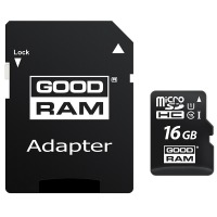 Карта пам'яті GoodRam microSDHC 16GB Class 10 UHS I (M1AA-0160R12) + SD адаптер