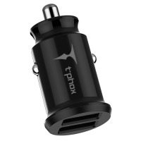 Автомобільний зарядний пристрій T-PHOX Charger Set 2.4A Dual+MicroUSB cable 1.2m (Black)